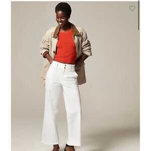 J.CREW Slim-wide Jean with Stacked Buttons Size 31 White NEW Modern Casual CH887